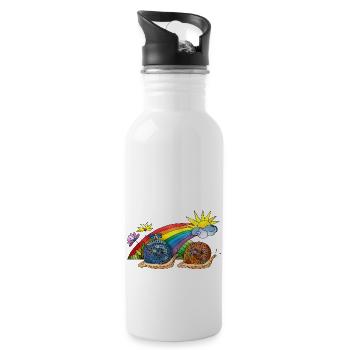 Schnecken - Trinkflasche mit integriertem Trinkhalm - Weiß - Rechts