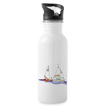 Segelboot - Trinkflasche mit integriertem Trinkhalm - Weiß - Rechts