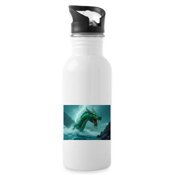 Jiao, stormy water dragon of Chinese mythology - Water bottle with straw - white - Right