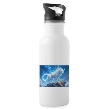 Bai Ze, all-knowing beast from Chinese mythology - Water bottle with straw - white - Right