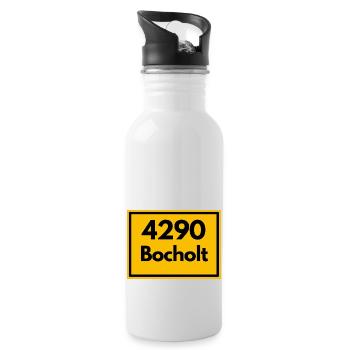 Ortsschild - damals Retro alte PLZ 4290 BOCHOLT - Trinkflasche mit integriertem Trinkhalm - Weiß - Rechts