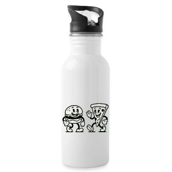 Burger Pizza Comic - Water bottle with straw - white - Right