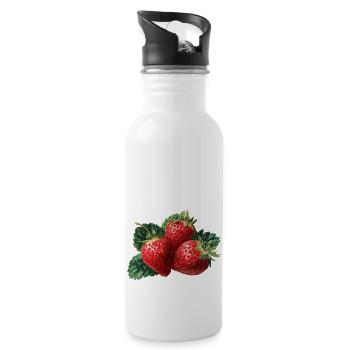 Strawberry - Water bottle with straw - white - Right