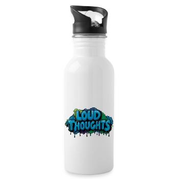 Loud Thoughts – Graffiti Lettering Design. - Water bottle with straw - white - Right