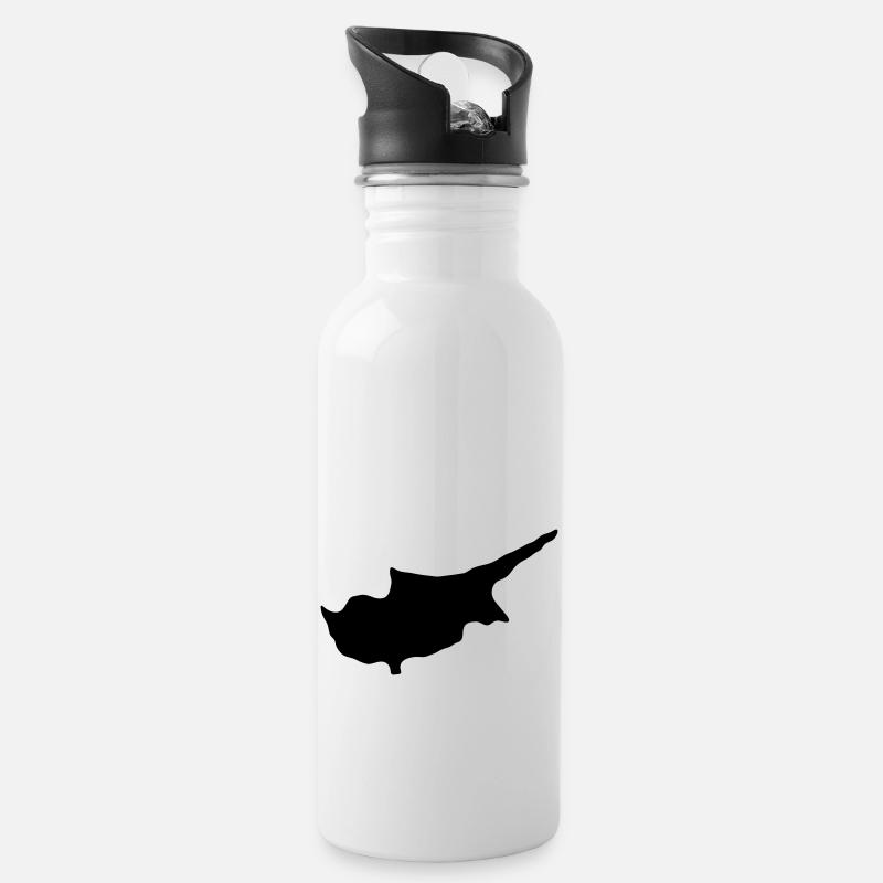 Cyprus - Water bottle with straw - white