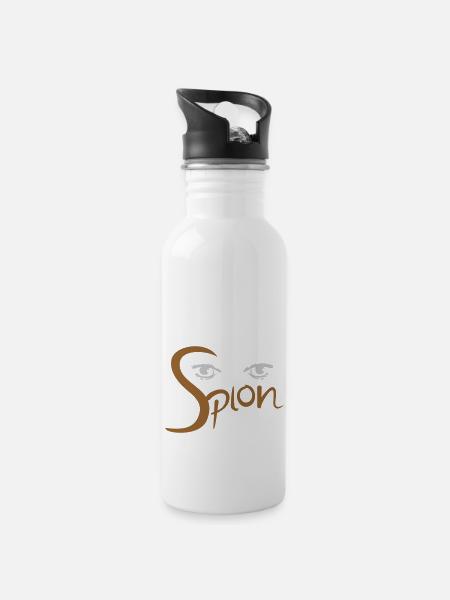 Spion - Trinkflasche mit integriertem Trinkhalm - Weiß