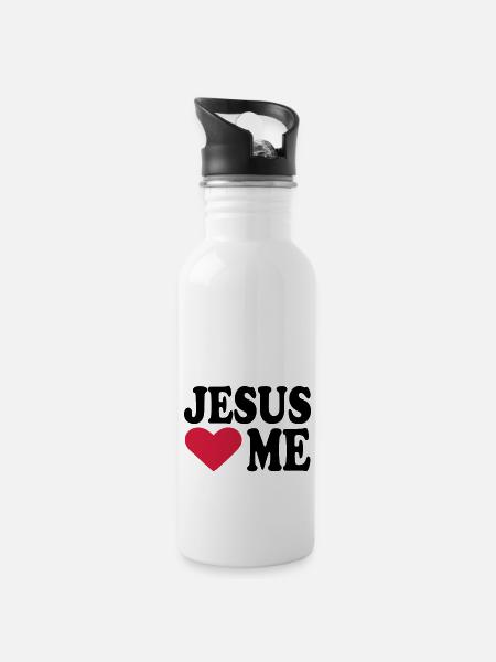 Jesus - Gourde avec paille intégrée - blanc