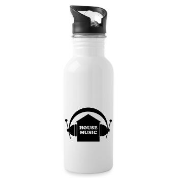 House music - Trinkflasche mit integriertem Trinkhalm - Weiß - Rechts