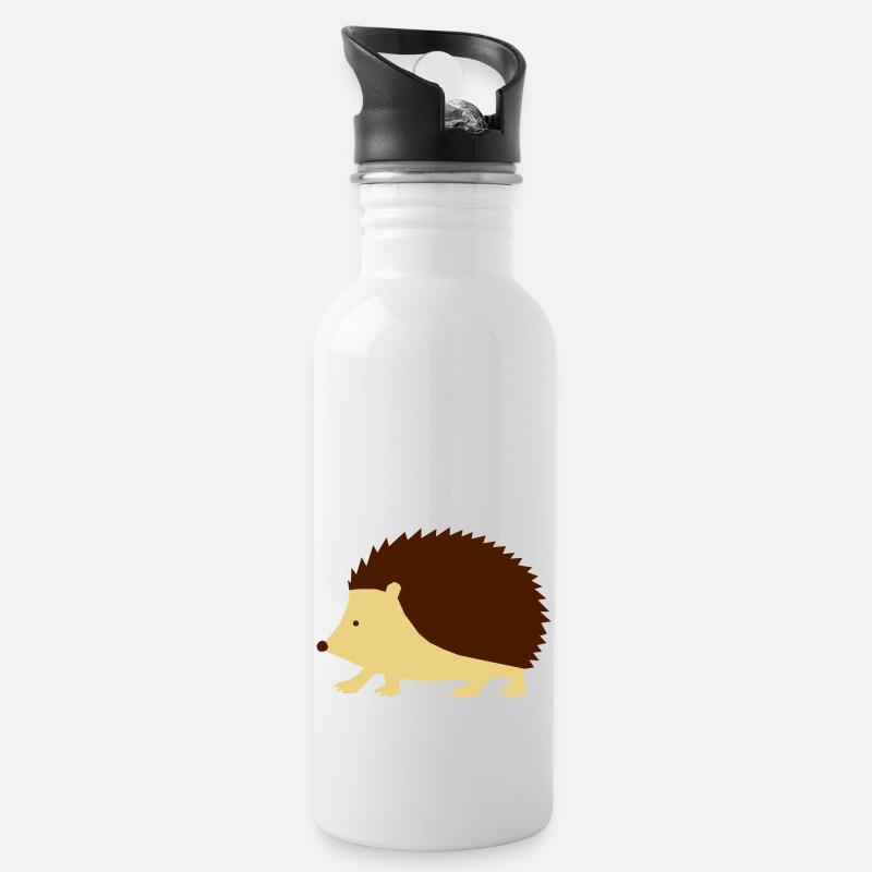 Igel - zackig - Trinkflasche mit integriertem Trinkhalm - Weiß