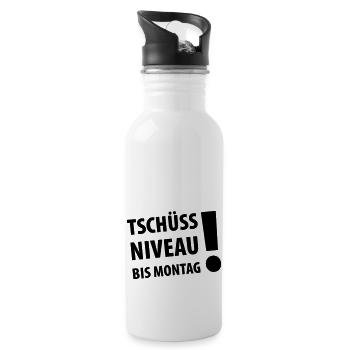 tschüss niveau bis montag (dh) - Trinkflasche mit integriertem Trinkhalm - Weiß - Rechts