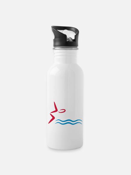 schwimmen - Trinkflasche mit integriertem Trinkhalm - Weiß
