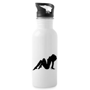 Naked Girl Silhouette - Water bottle with straw - white - Right