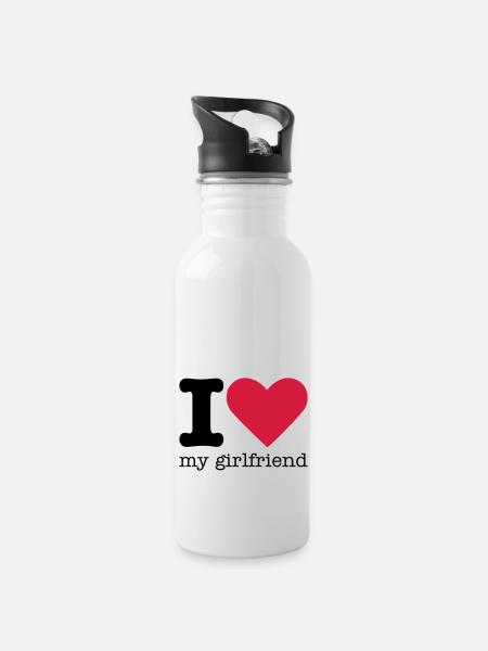 I Love My Girlfriend - Gourde avec paille intégrée - blanc