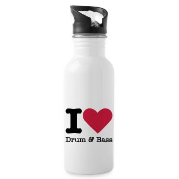 I Love Drum & Bass - Trinkflasche mit integriertem Trinkhalm - Weiß - Rechts