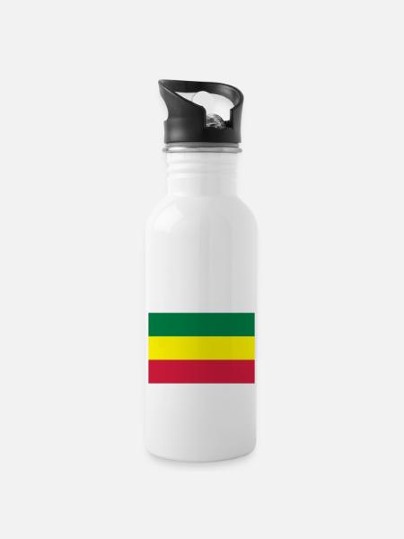 Reggae - Trinkflasche mit integriertem Trinkhalm - Weiß