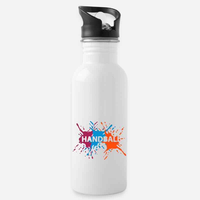 3 Splash Handball - Trinkflasche mit integriertem Trinkhalm - Weiß