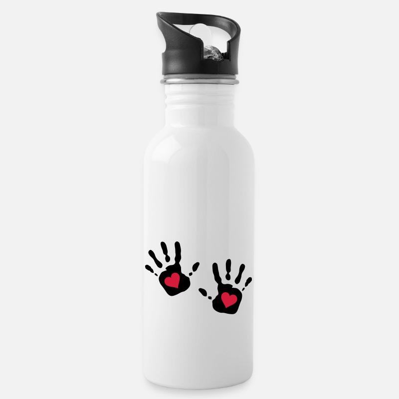 heartcutout2_2c - Trinkflasche mit integriertem Trinkhalm - Weiß