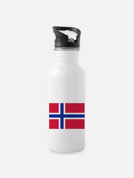 norway flag - Water bottle with straw - white