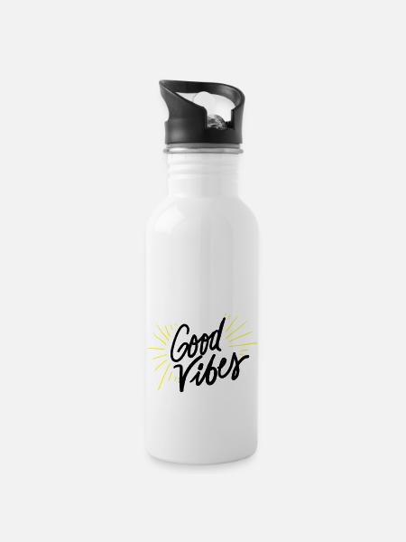 good vibes - Gourde avec paille intégrée - blanc