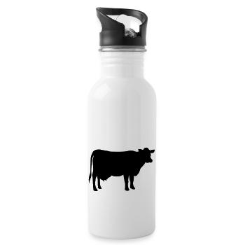 Cow Kuh - Trinkflasche mit integriertem Trinkhalm - Weiß - Rechts