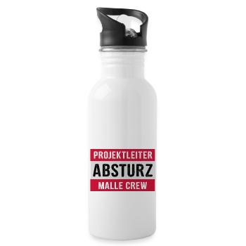 Projektleiter Absturz Malle Crew - Party feiern - Trinkflasche mit integriertem Trinkhalm - Weiß - Rechts