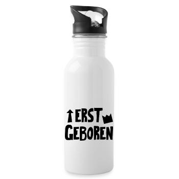 Zwillingsbody "Erstgeboren" - Trinkflasche mit integriertem Trinkhalm - Weiß - Rechts