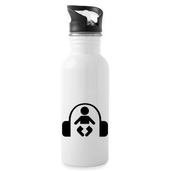 baby headphone music - Water bottle with straw - white - Right