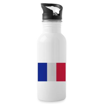 Frankreich Flagge - Trinkflasche mit integriertem Trinkhalm - Weiß - Rechts