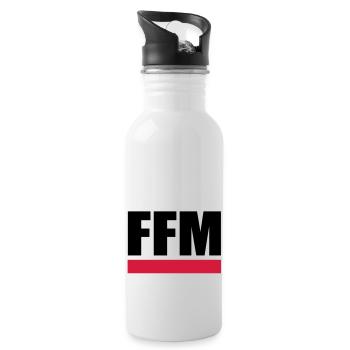 FFM - Frankfurt am Main - Trinkflasche mit integriertem Trinkhalm - Weiß - Rechts