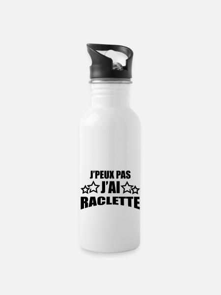 j'peux pas j'ai raclette - Gourde avec paille intégrée - blanc