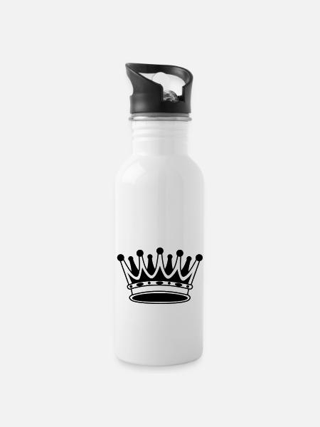 King Krone - Trinkflasche mit integriertem Trinkhalm - Weiß