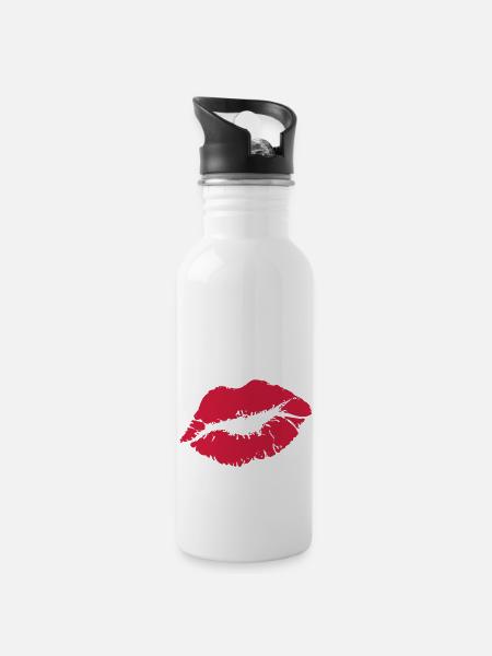 lippe - Trinkflasche mit integriertem Trinkhalm - Weiß