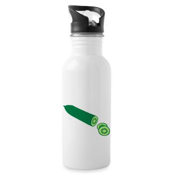 Gurke - Trinkflasche mit integriertem Trinkhalm - Weiß - Rechts