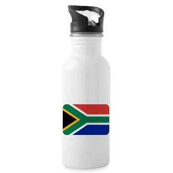SOUTH AFRICA FLAG round corner 400 dpi - Gourde avec paille intégrée - blanc - Droite