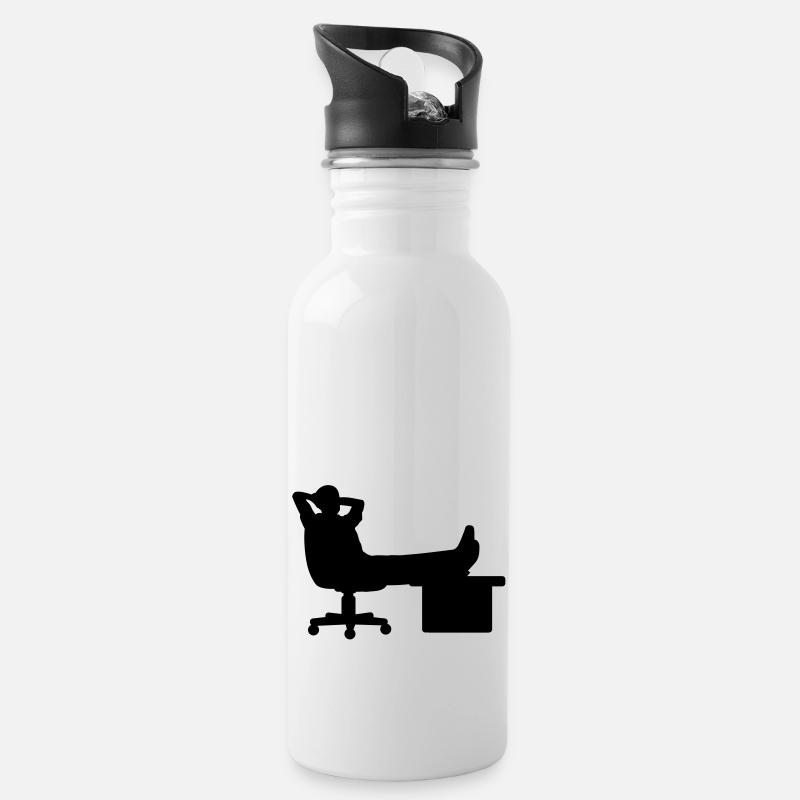 Boss Chef manager silhouette - Trinkflasche mit integriertem Trinkhalm - Weiß