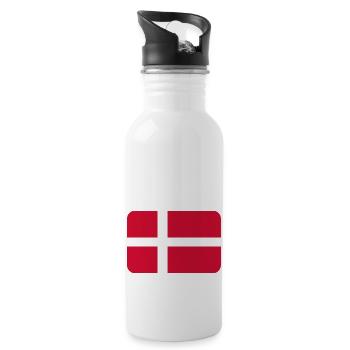DENMARK FLAG round corner 400 dpi - Gourde avec paille intégrée - blanc - Droite