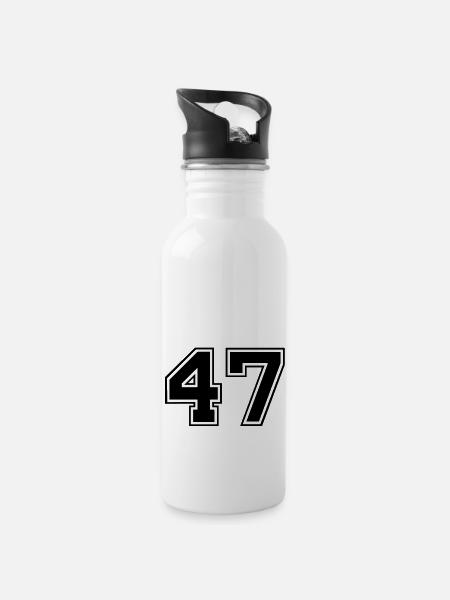 47 - Trinkflasche mit integriertem Trinkhalm - Weiß