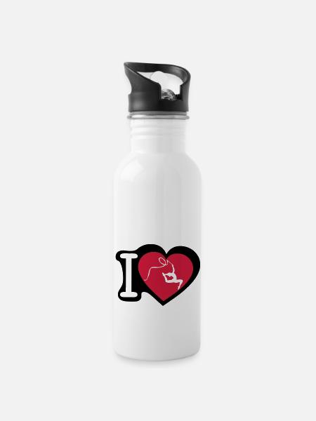 grs love coeur heart gymnastique3 - Gourde avec paille intégrée - blanc