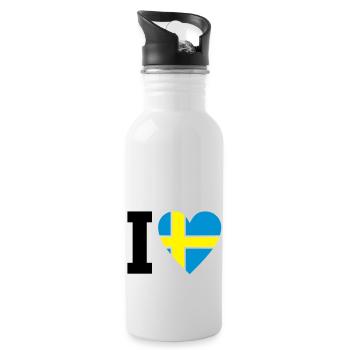 schweden_ilove_50 - Trinkflasche mit integriertem Trinkhalm - Weiß - Rechts