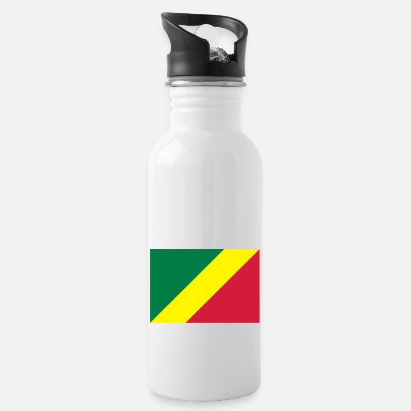 drapeau Congo Brazzaville - Gourde avec paille intégrée - blanc