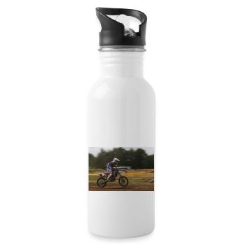 Motocross - Trinkflasche mit integriertem Trinkhalm - Weiß - Rechts