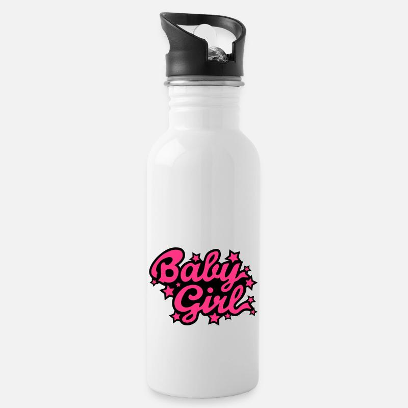 Bébé lettrage 01 - Gourde avec paille intégrée - blanc