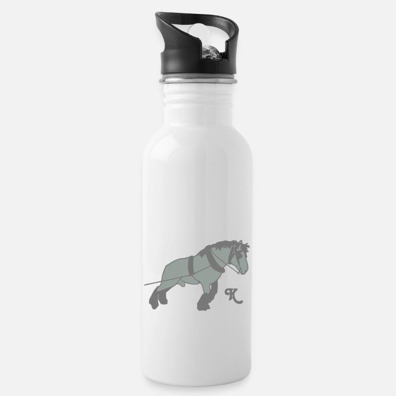 kaltblutziehtk - Trinkflasche mit integriertem Trinkhalm - Weiß