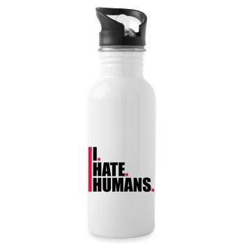 balken cool logo humans text aufkleber fuck you fu - Trinkflasche mit integriertem Trinkhalm - Weiß - Rechts