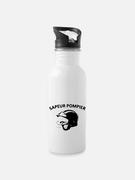 sapeur pompier - Gourde avec paille intégrée - blanc