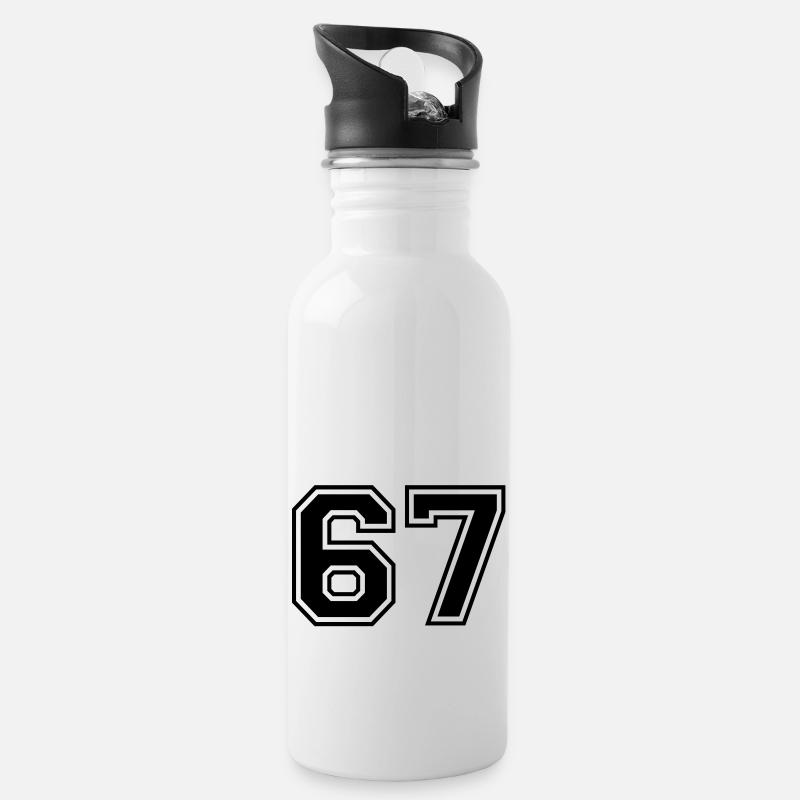 67 - Trinkflasche mit integriertem Trinkhalm - Weiß
