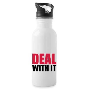 saying cool text deal with it relax rest b - Water bottle with straw - white - Right