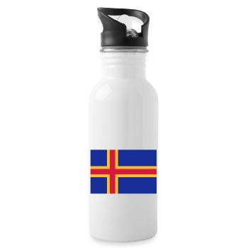drapeau_aland - Trinkflasche mit integriertem Trinkhalm - Weiß - Rechts