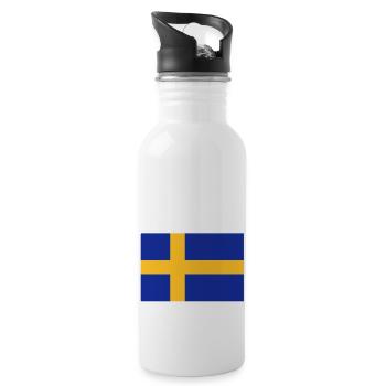 drapeau_suede - Trinkflasche mit integriertem Trinkhalm - Weiß - Rechts