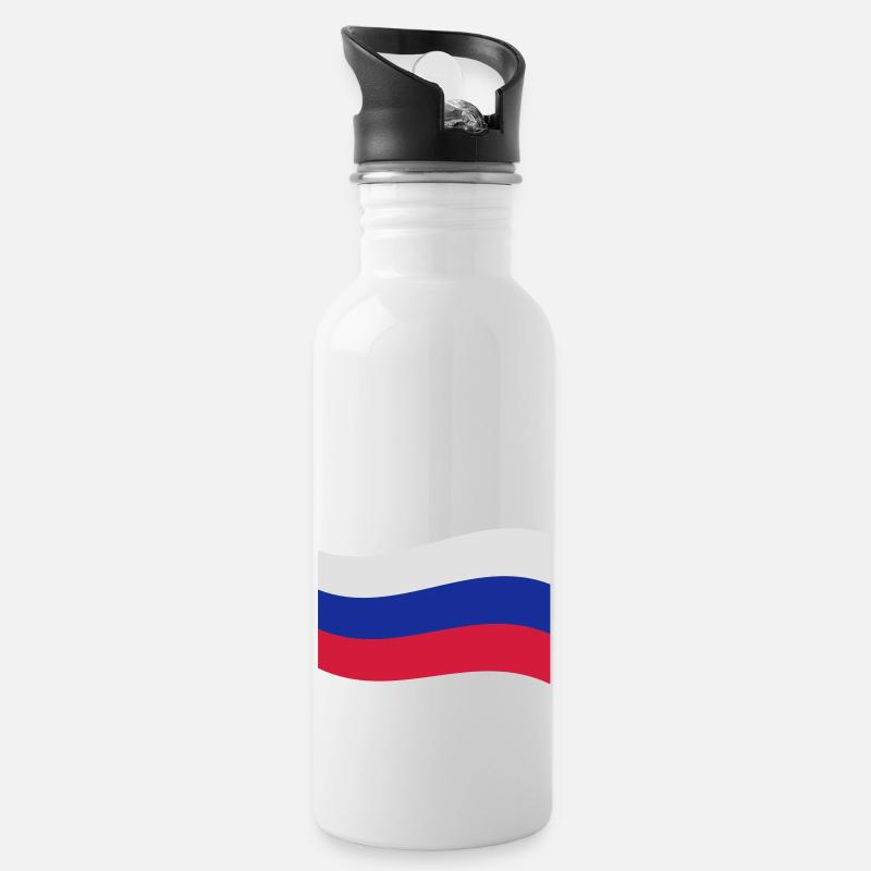 russia - Trinkflasche mit integriertem Trinkhalm - Weiß